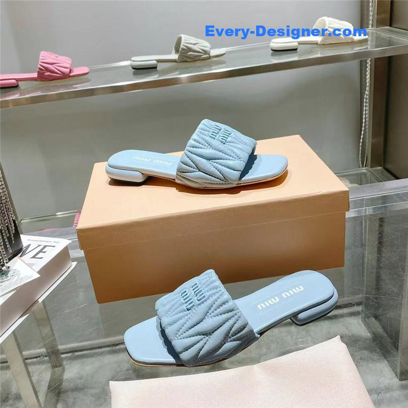 M1um1u flat lambskin sandal slippers
