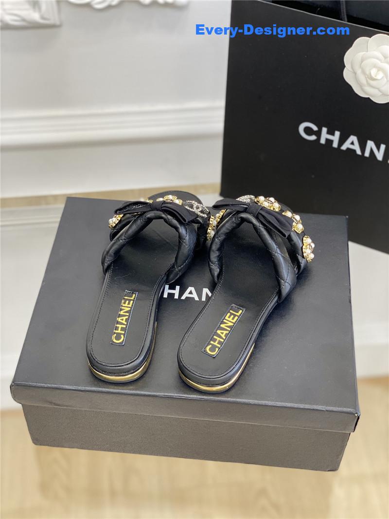 CC new bowknot flower buckle slippers