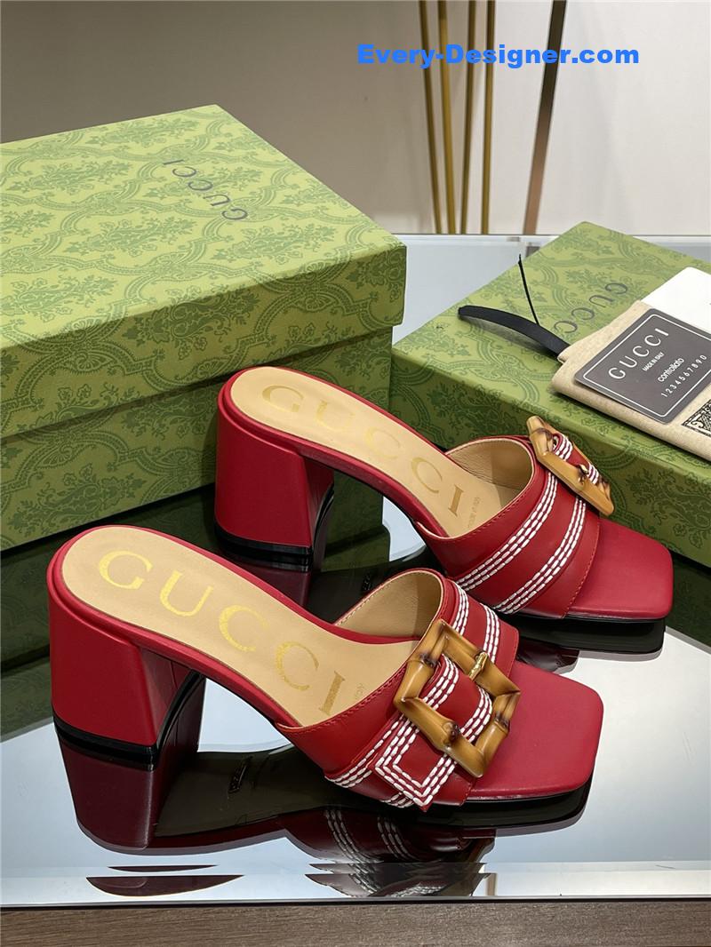 Gvc*1 chunky heel bamboo buckle sandals