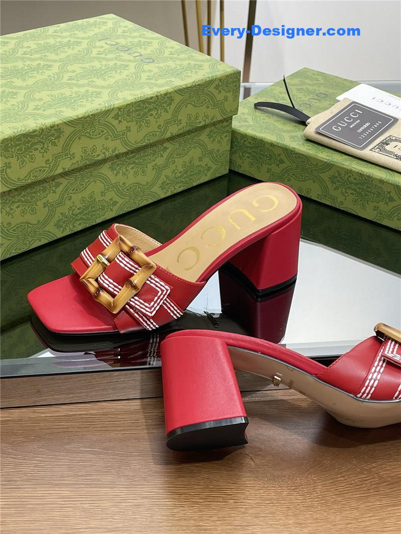 Gvc*1 chunky heel bamboo buckle sandals