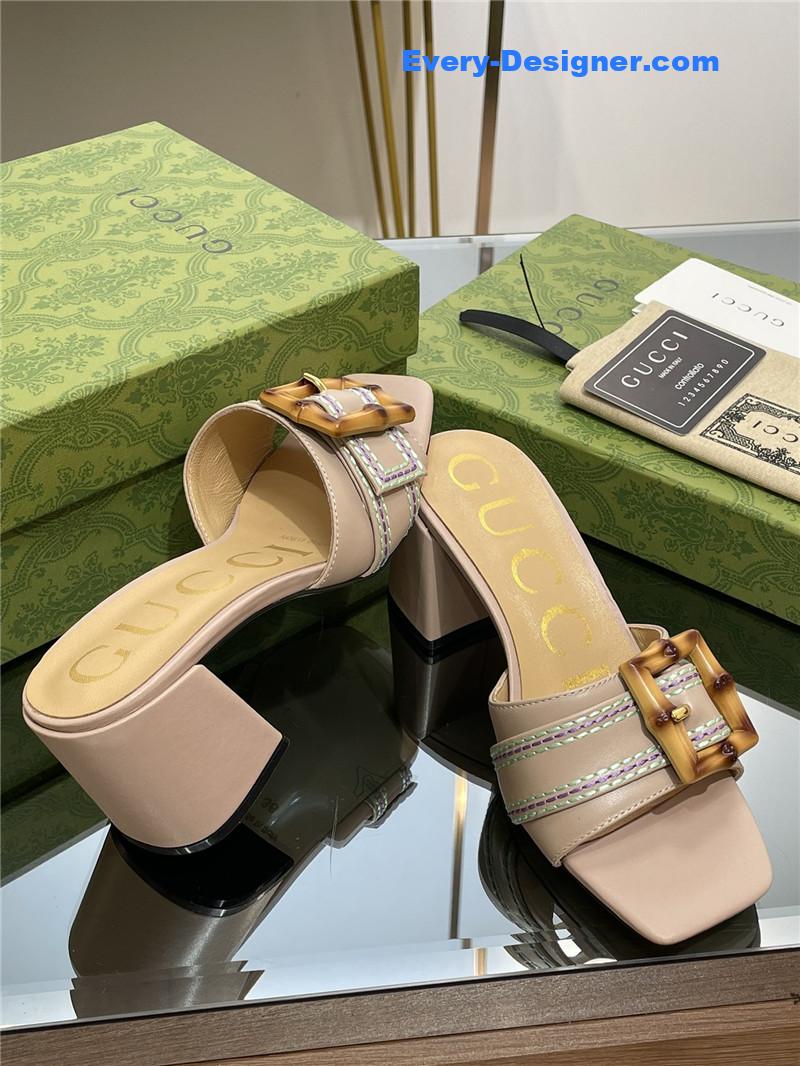 Gvc*1 chunky heel bamboo buckle sandals