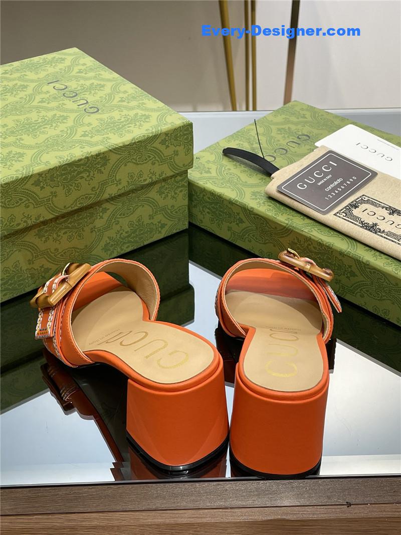Gvc*1 chunky heel bamboo buckle sandals