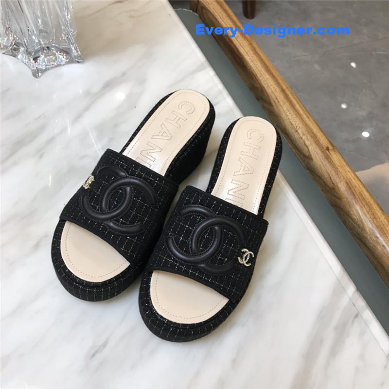 CC new large double C lazy platform slippers