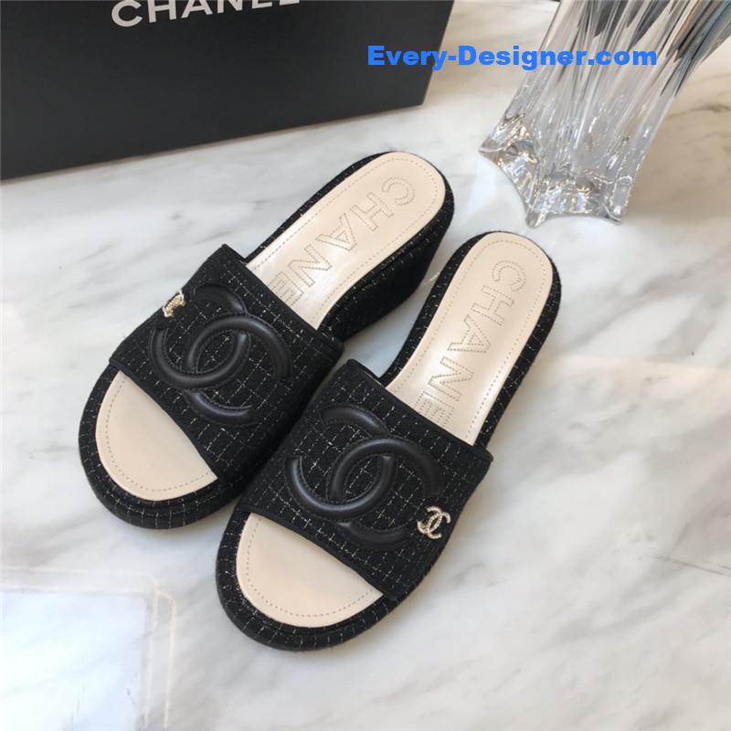 CC new large double C lazy platform slippers