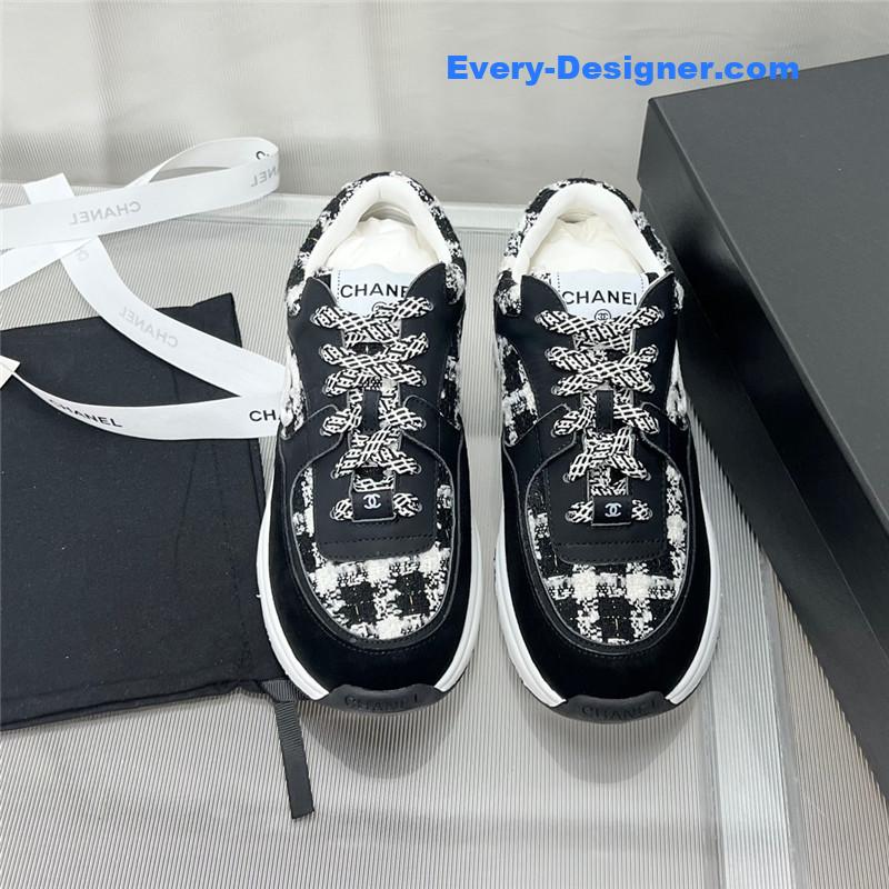 Ch**el plaid wool mosaic sneakers