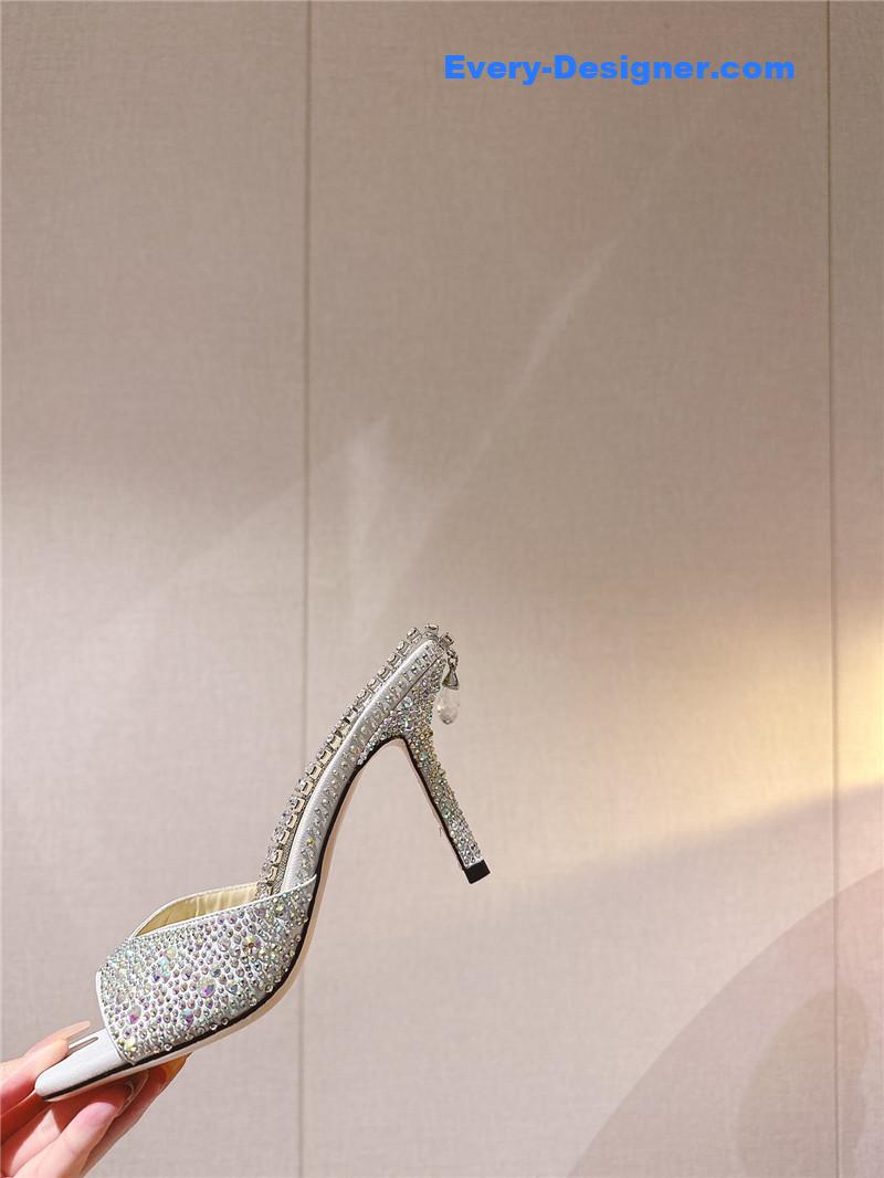 J1m*y Ch00 rhinestone chain heels