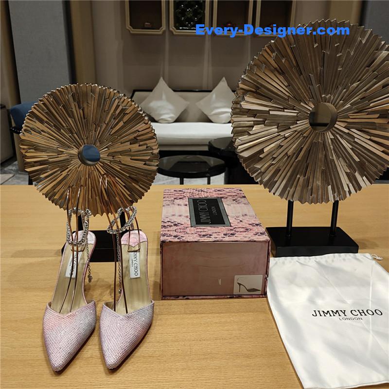 J1m*y Ch00 crystal chain heeled sandals