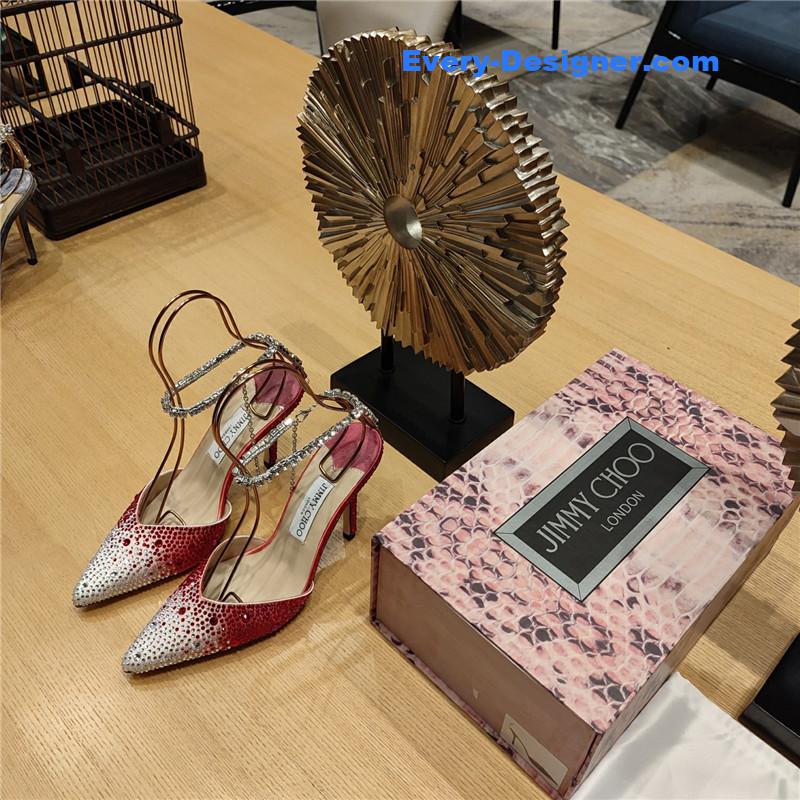 J1m*y Ch00 crystal chain heeled sandals