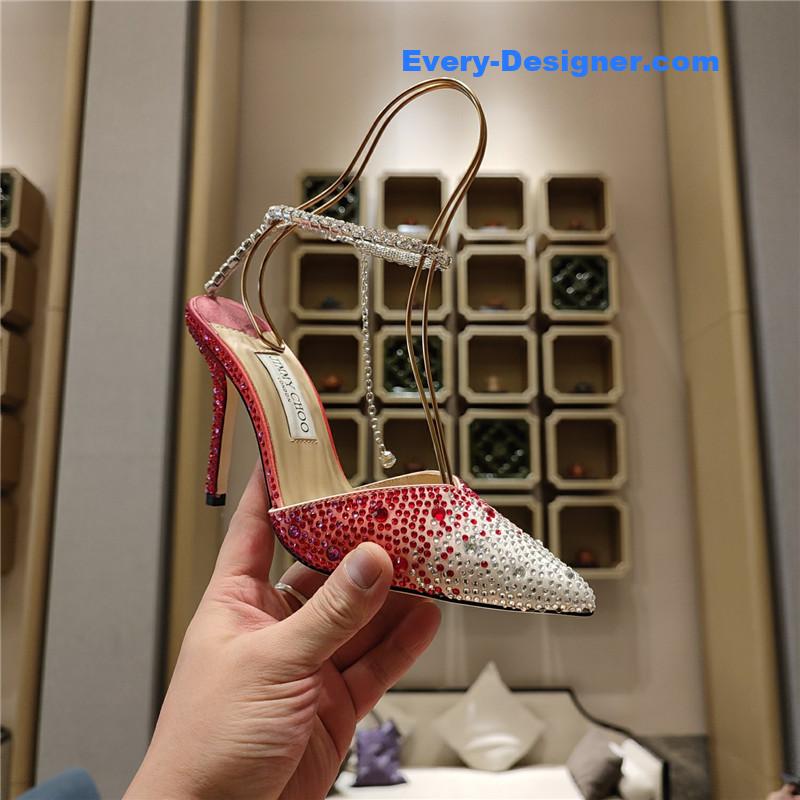 J1m*y Ch00 crystal chain heeled sandals