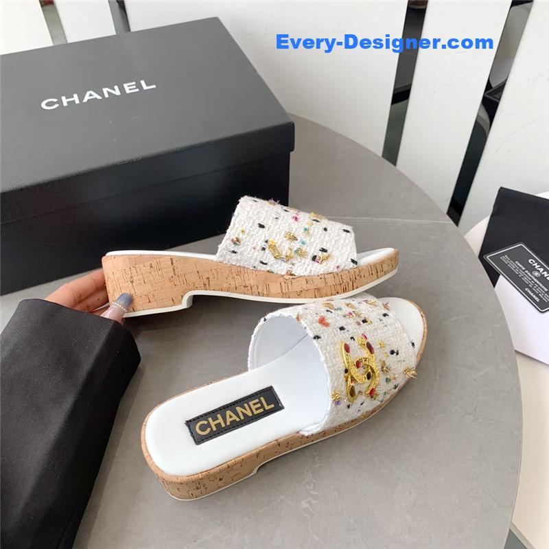 CC rhombus thick-soled flip flops