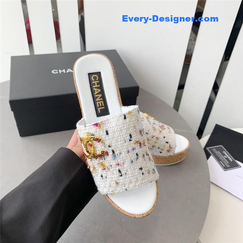 CC rhombus thick-soled flip flops