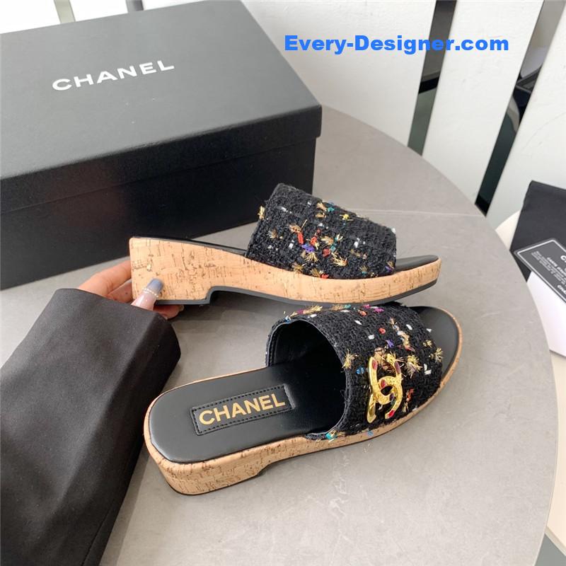 CC rhombus thick-soled flip flops
