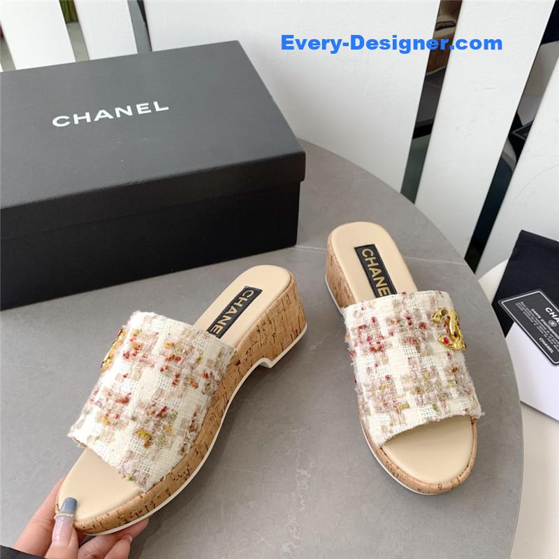 CC rhombus thick-soled flip flops