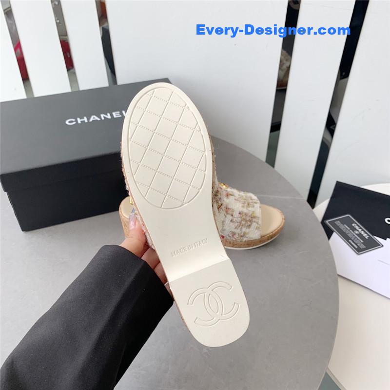 CC rhombus thick-soled flip flops