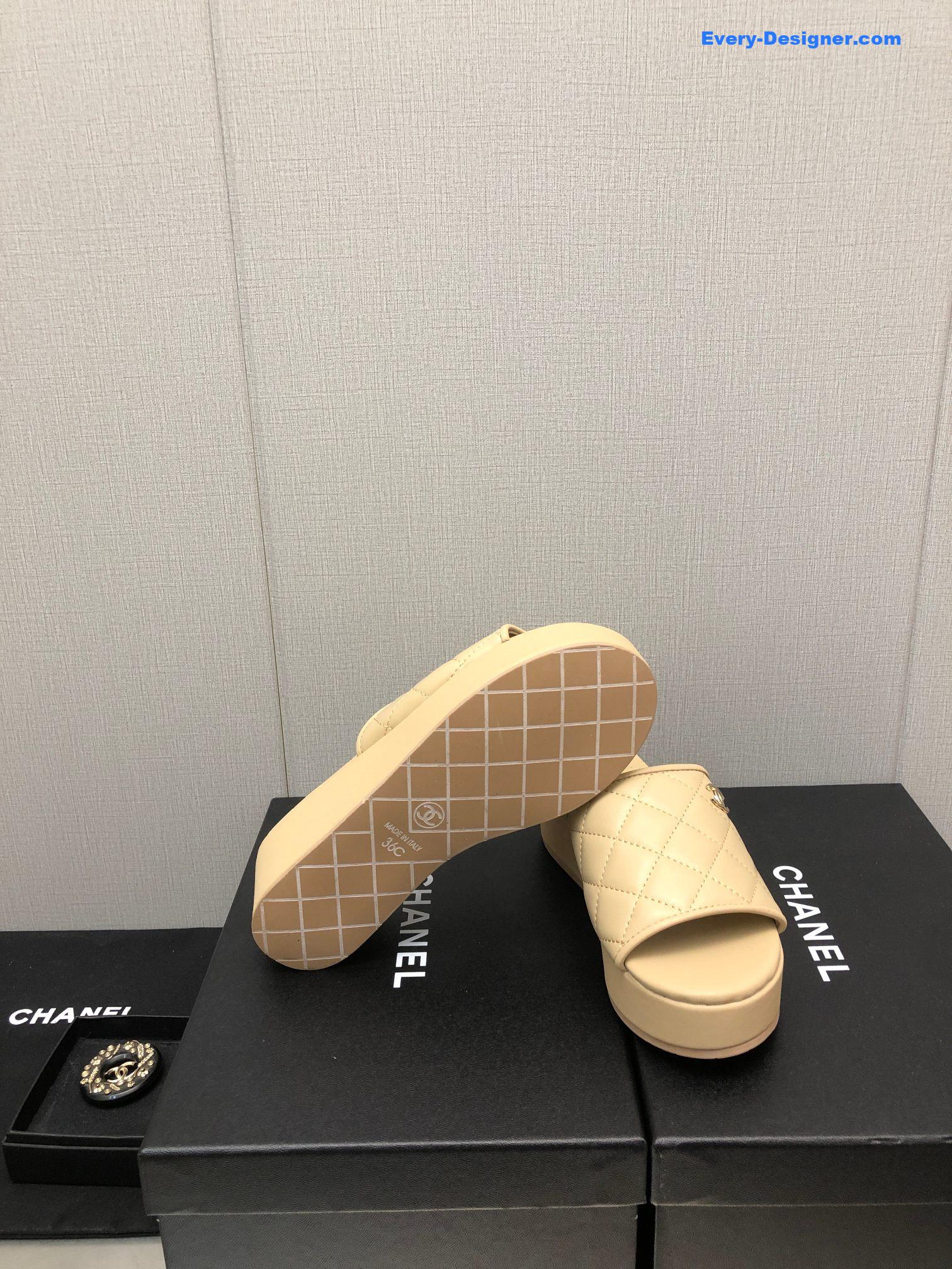 CC rubber outsole high imitation water platform slippers