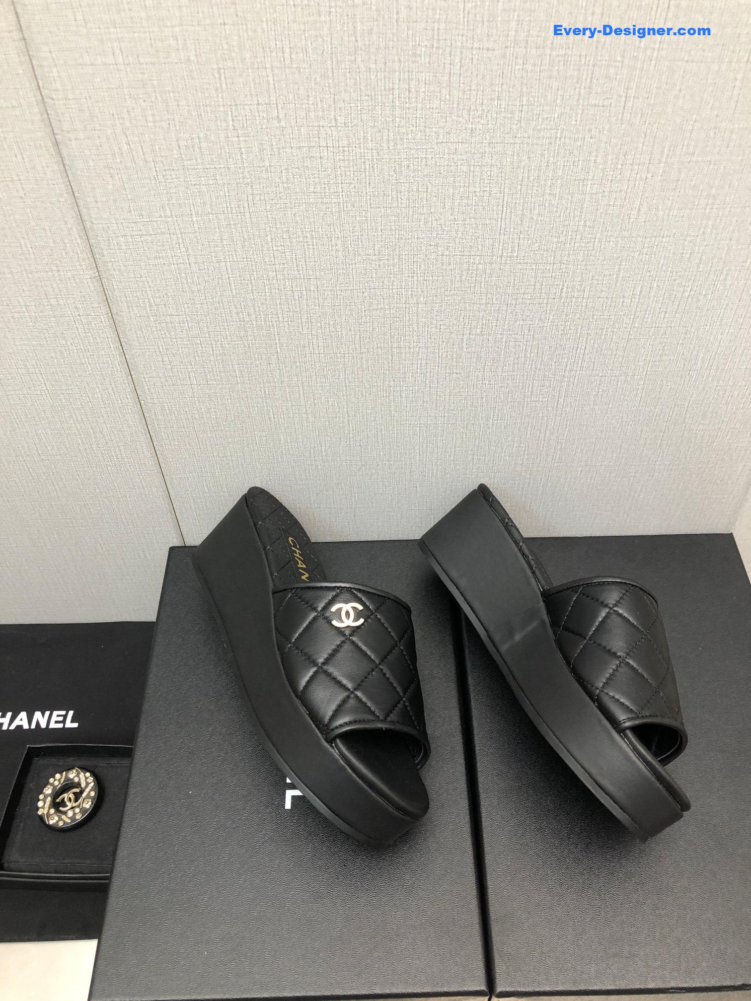 CC rubber outsole high imitation water platform slippers