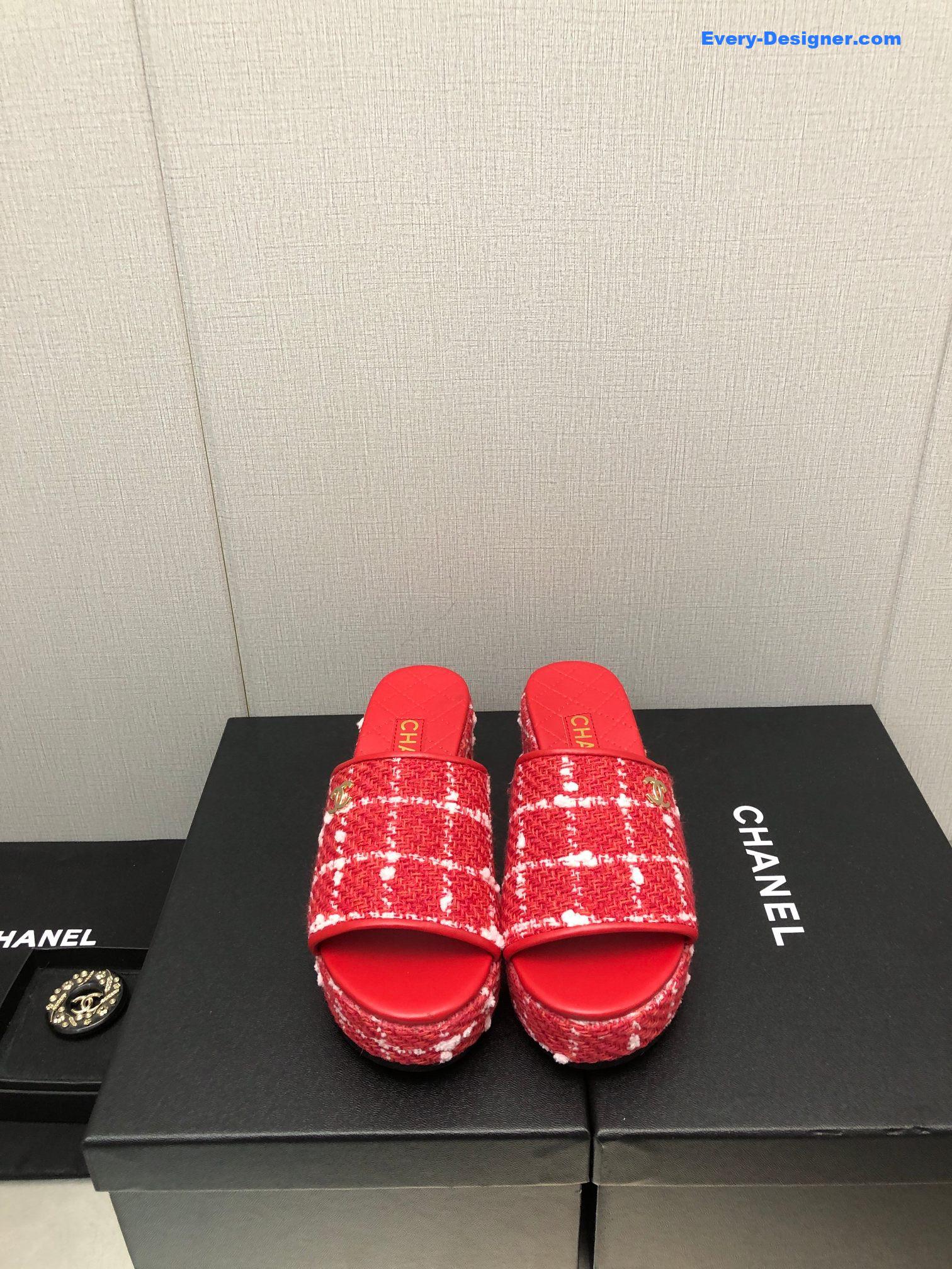 CC rubber outsole high imitation water platform slippers