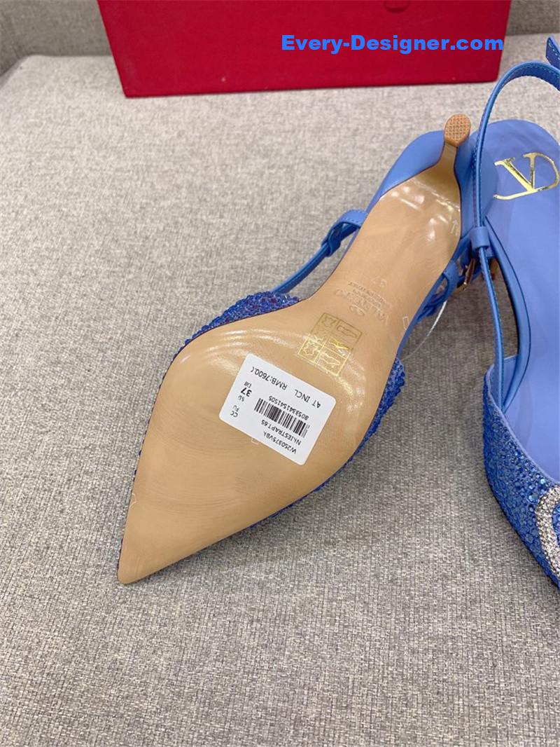 va1e*ntin0 new v buckle full D1am0nd high-heeled sandals