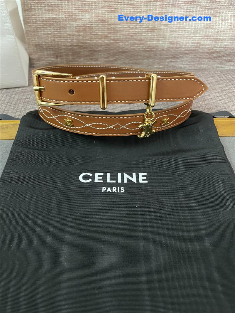 Ce1i*e embroidered belt in vintage calfskin