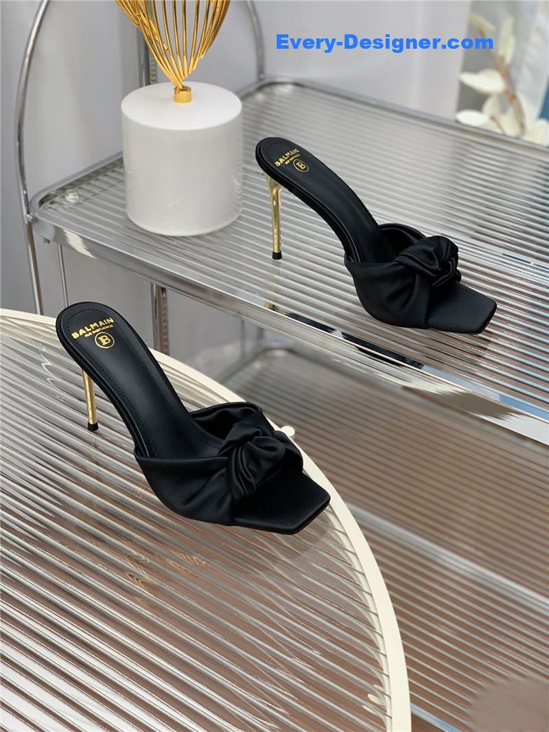 Balmain runway silk heeled slides