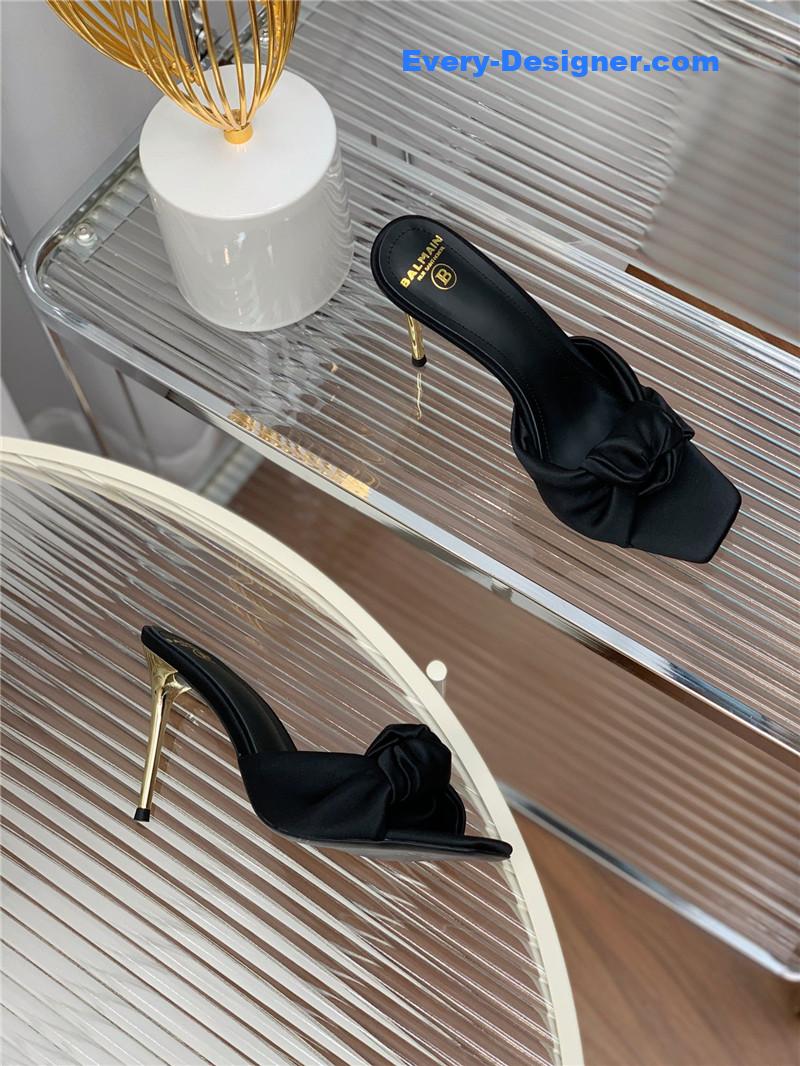 Balmain runway silk heeled slides