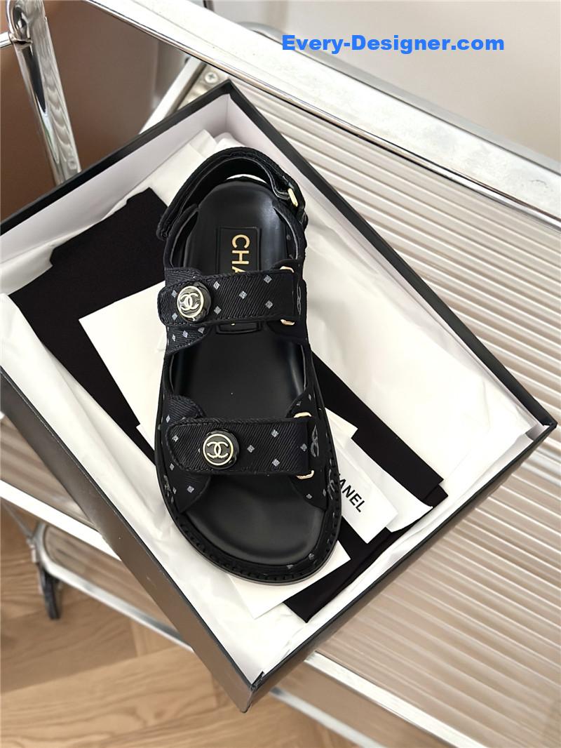CC polka dot denim Velcro sandals