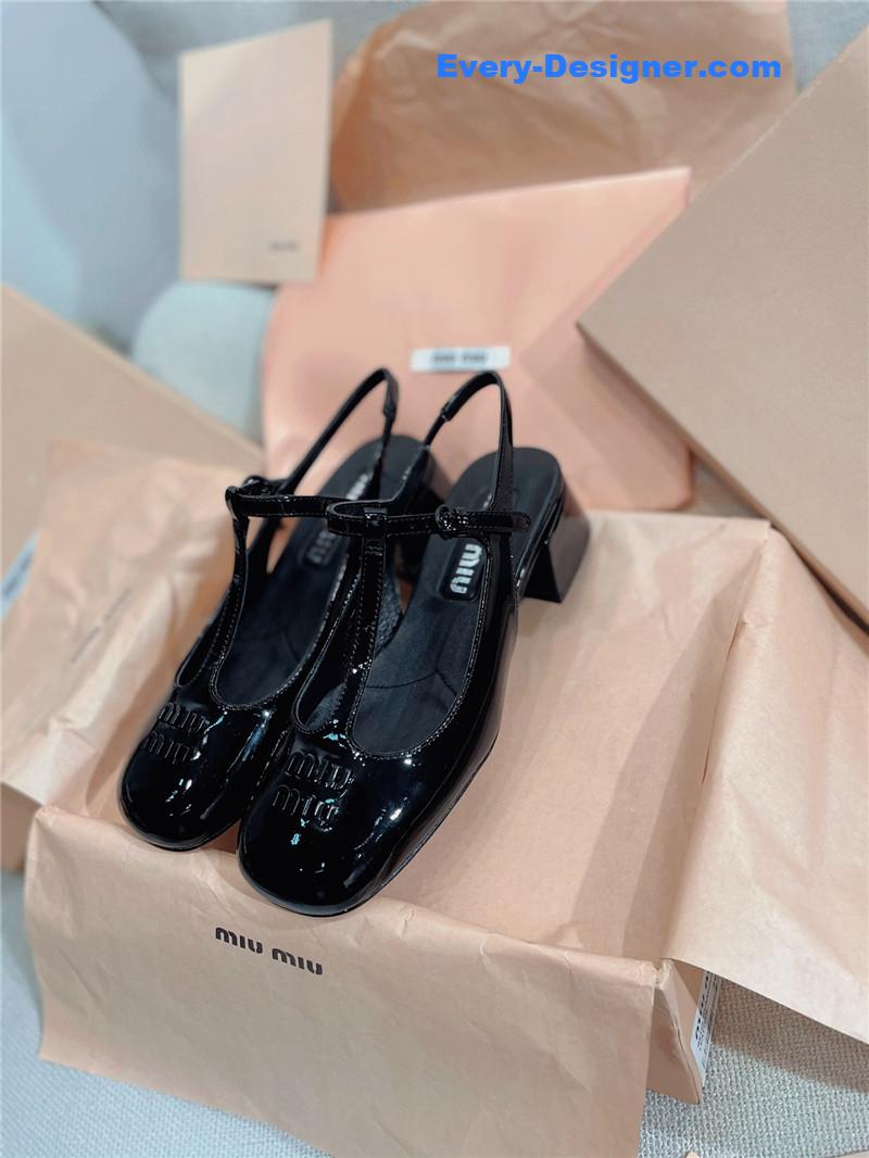 M1um1u spring summer patent leather strap high heels