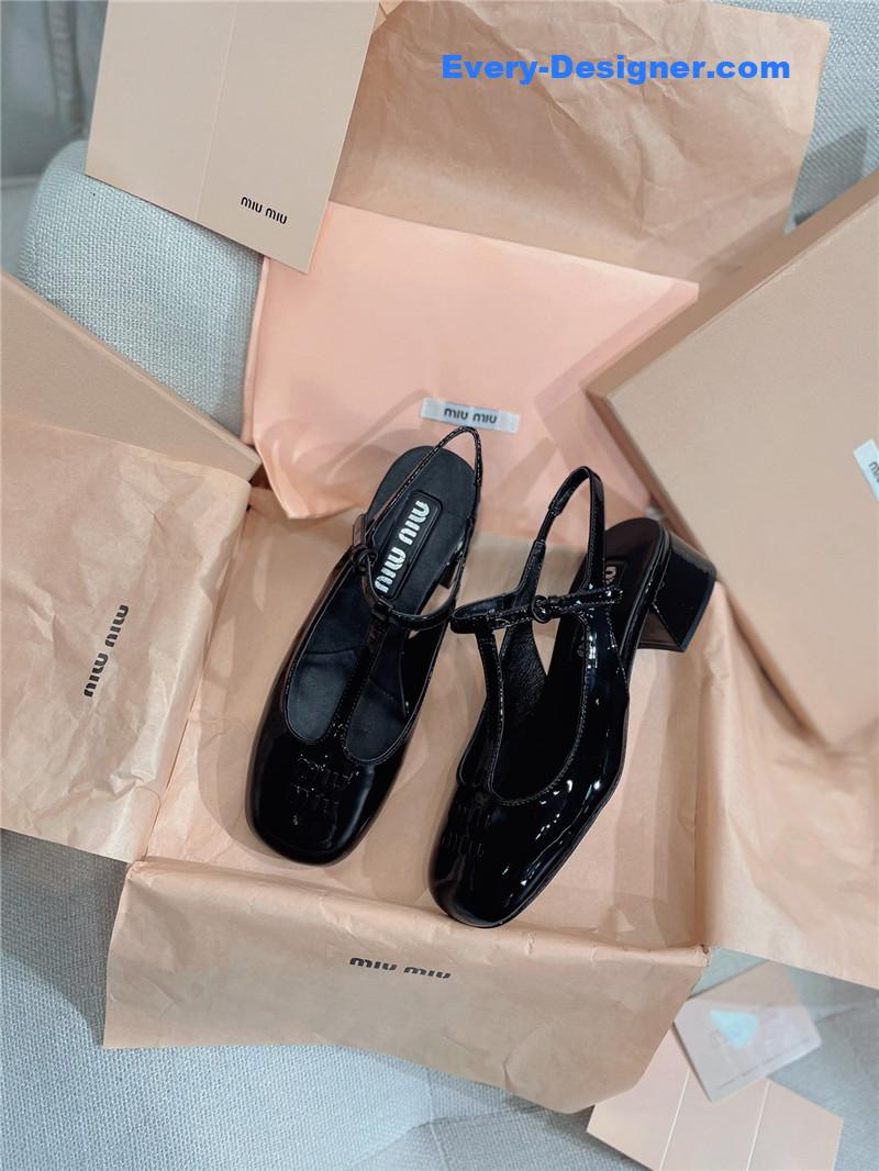 M1um1u spring summer patent leather strap high heels
