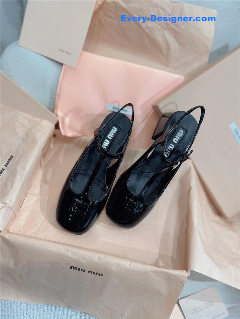 M1um1u spring summer patent leather strap high heels