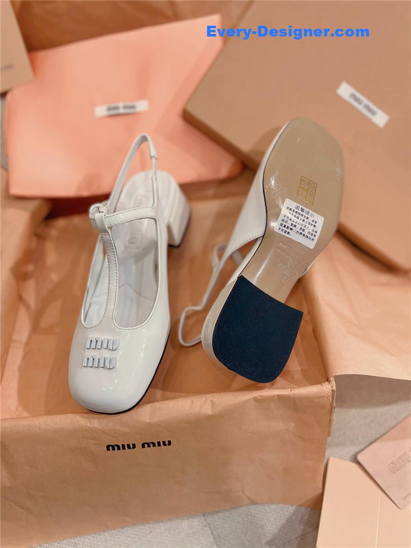 M1um1u spring summer patent leather strap high heels