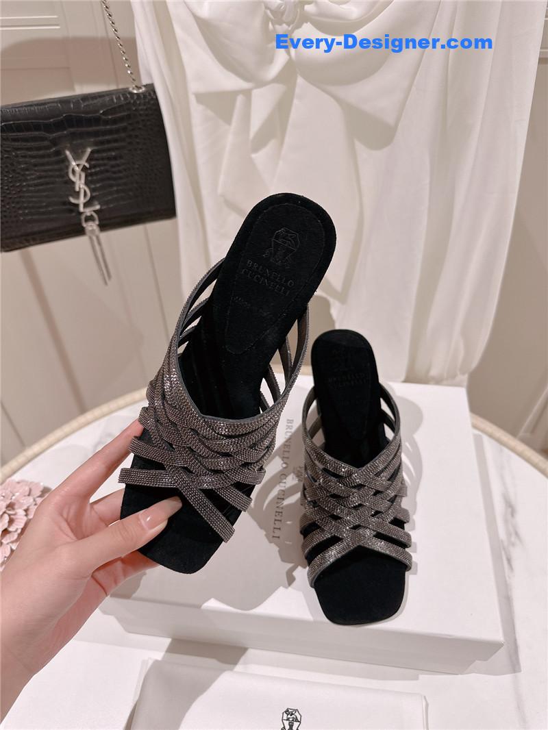 steel D1am0nd wedge slippers