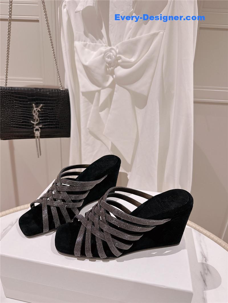 steel D1am0nd wedge slippers