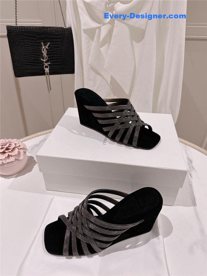 steel D1am0nd wedge slippers