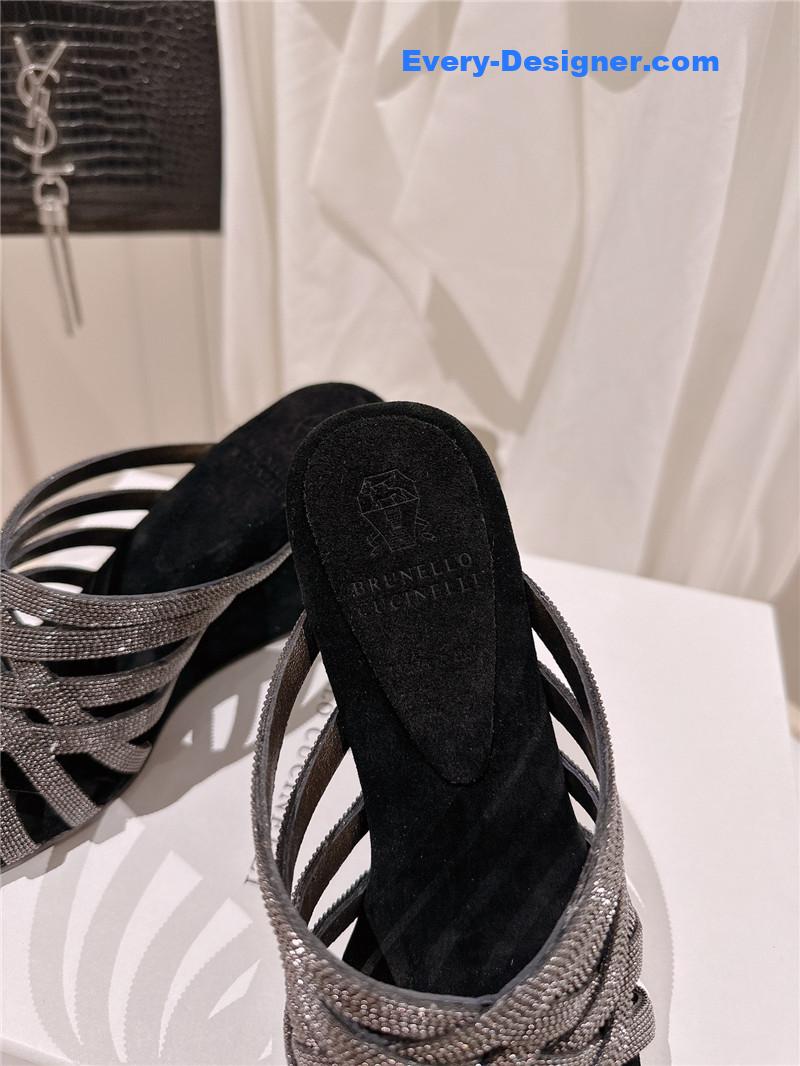 steel D1am0nd wedge slippers