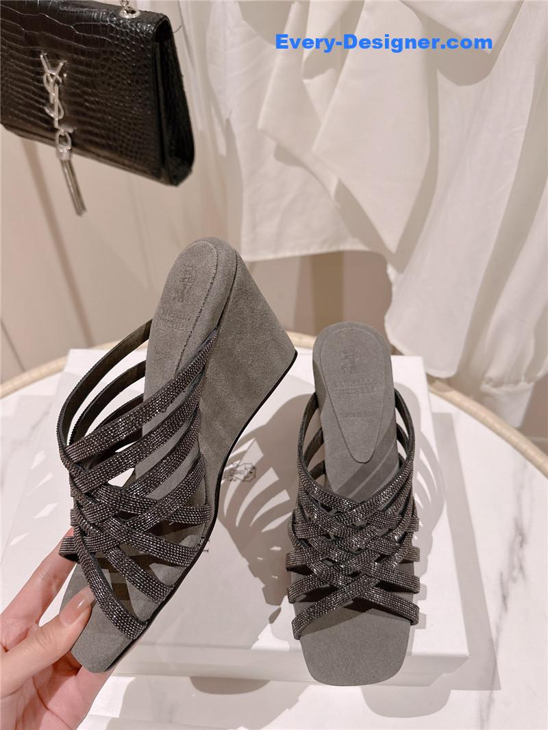 steel D1am0nd wedge slippers