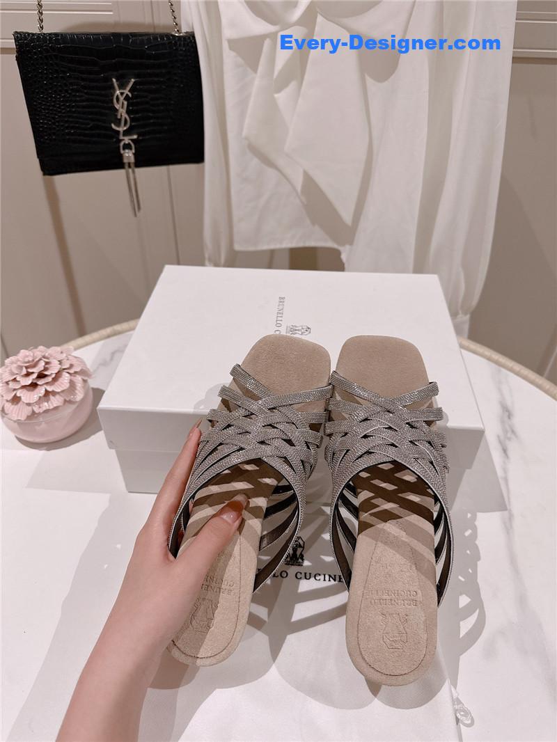 steel D1am0nd wedge slippers