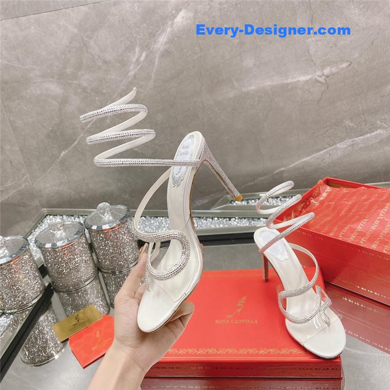 rene caovilla snake crystal high heel sandals