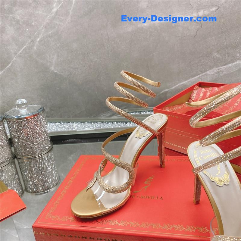 rene caovilla snake crystal high heel sandals