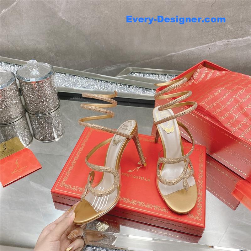 rene caovilla snake crystal high heel sandals