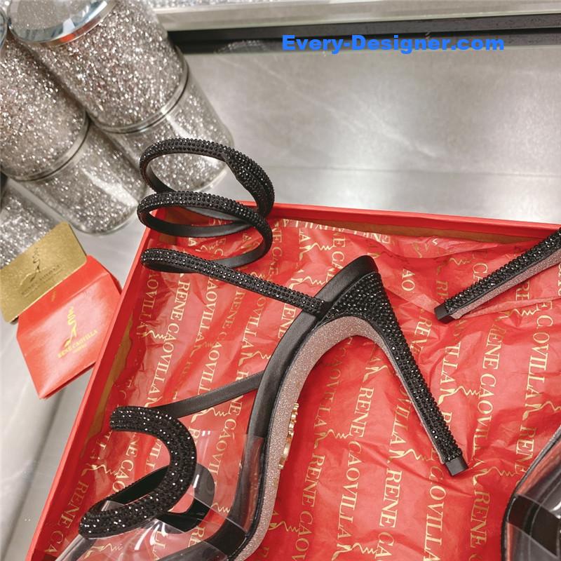 rene caovilla snake crystal high heel sandals