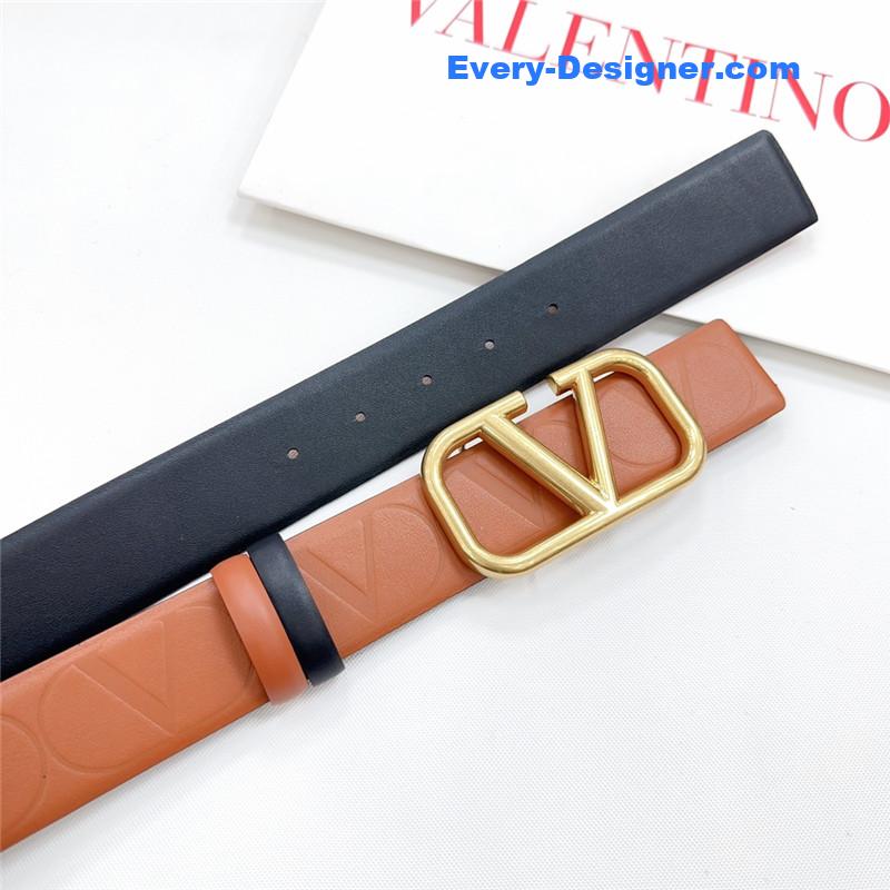 Va1e*ntin0 new double-sided top layer cowhide belt