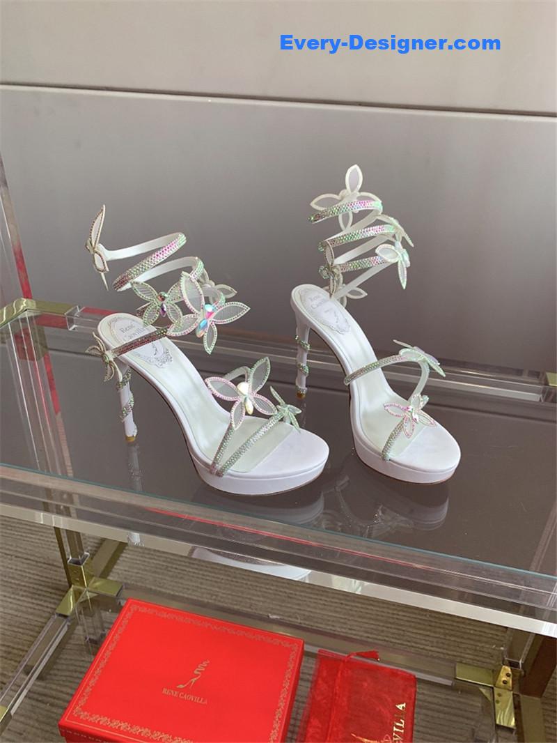 rene caovilla crystal butterfly high heel sandals