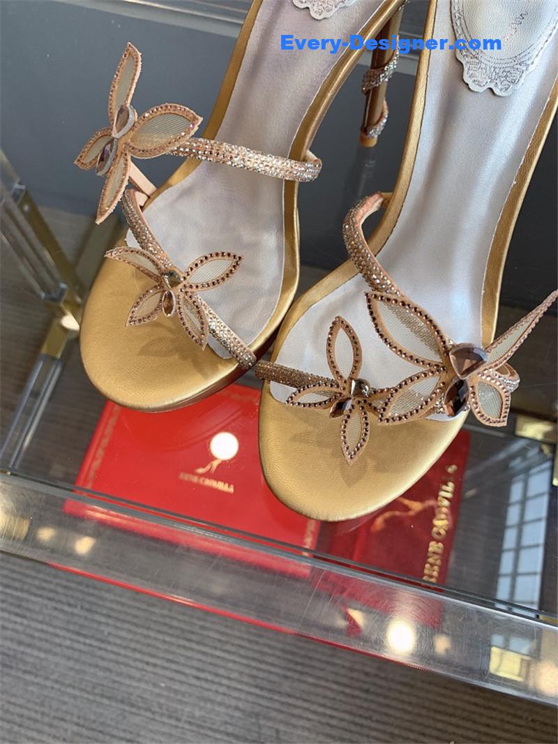 rene caovilla crystal butterfly high heel sandals