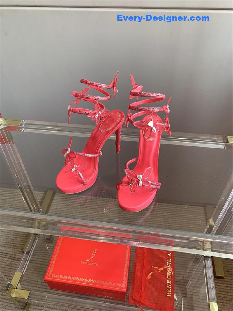 rene caovilla crystal butterfly high heel sandals