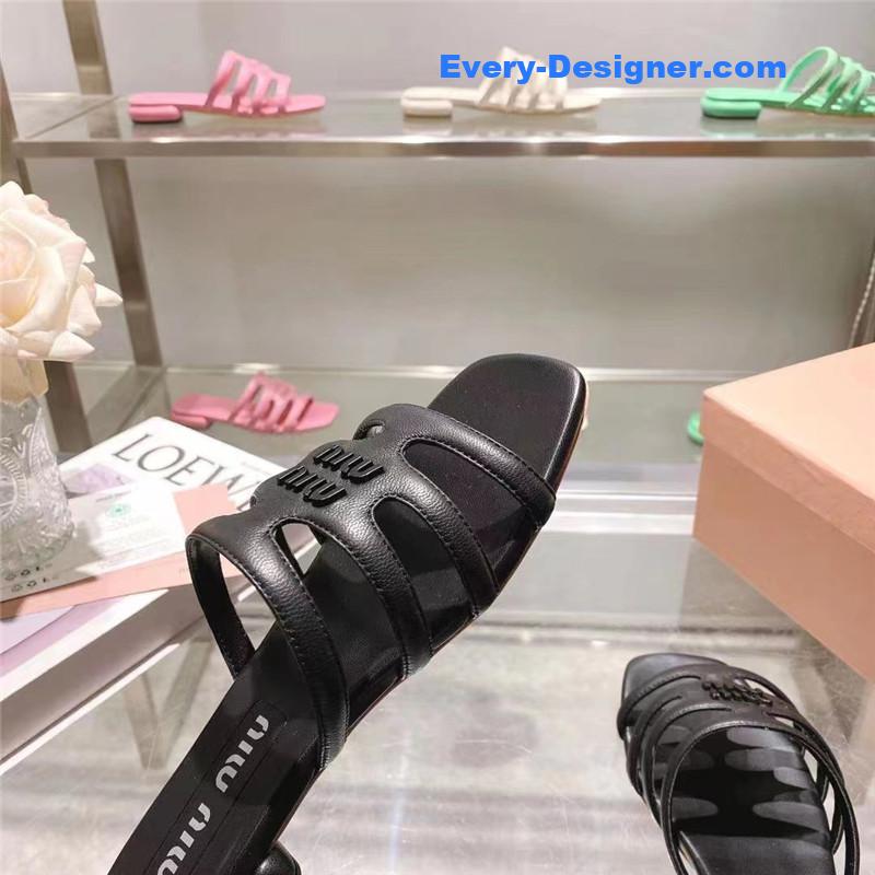 M1um1u flat lambskin sandal slippers