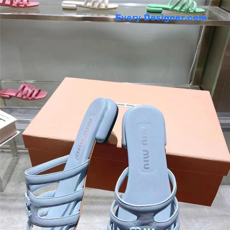 M1um1u flat lambskin sandal slippers