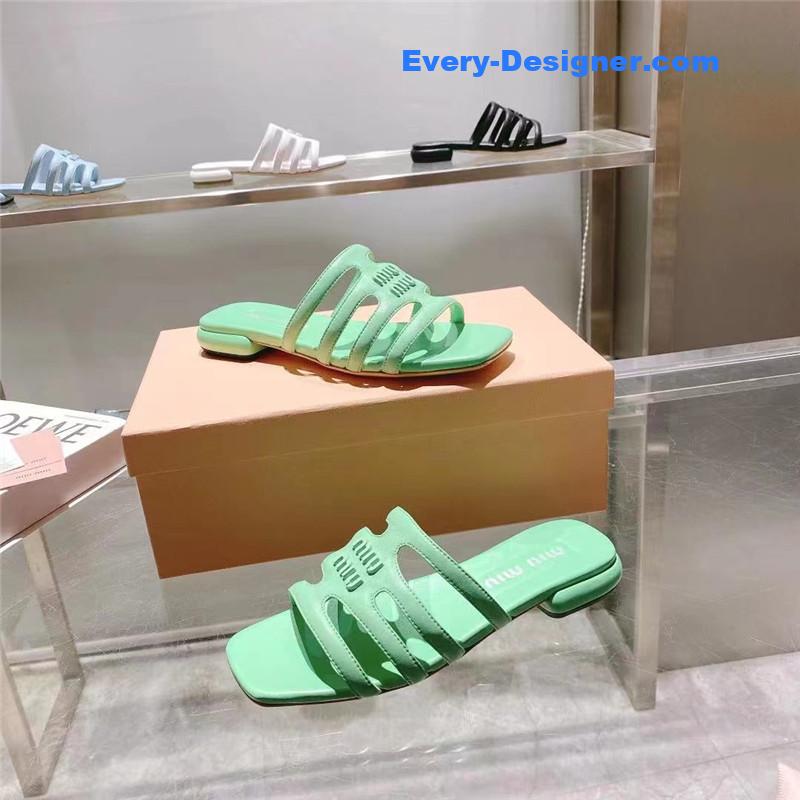 M1um1u flat lambskin sandal slippers