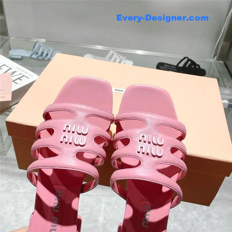 M1um1u flat lambskin sandal slippers