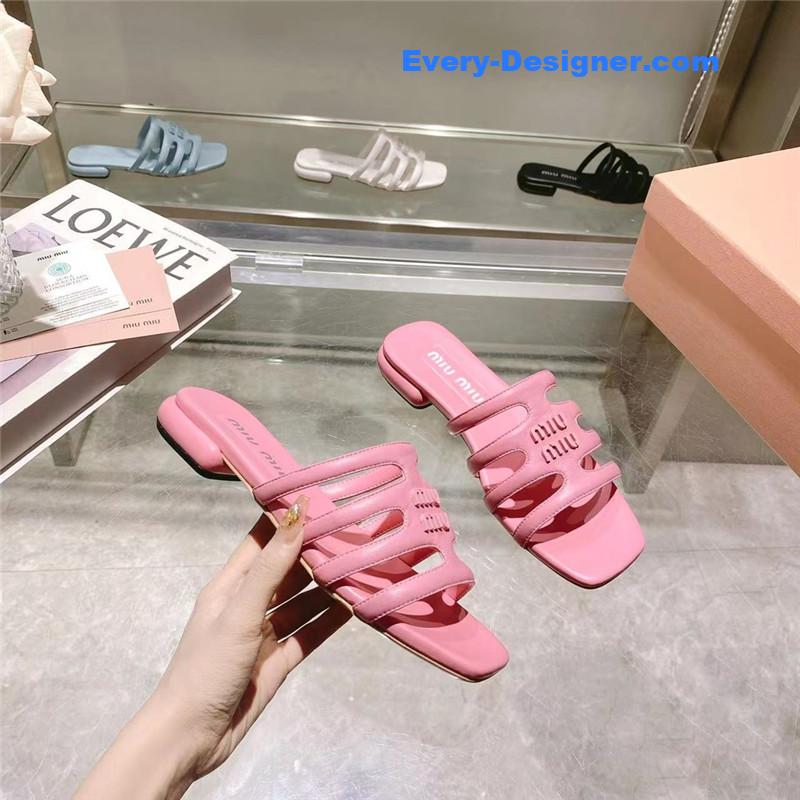 M1um1u flat lambskin sandal slippers