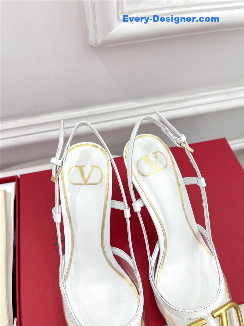 Va1e*ntin0 clear glue v buckle high heel sandals